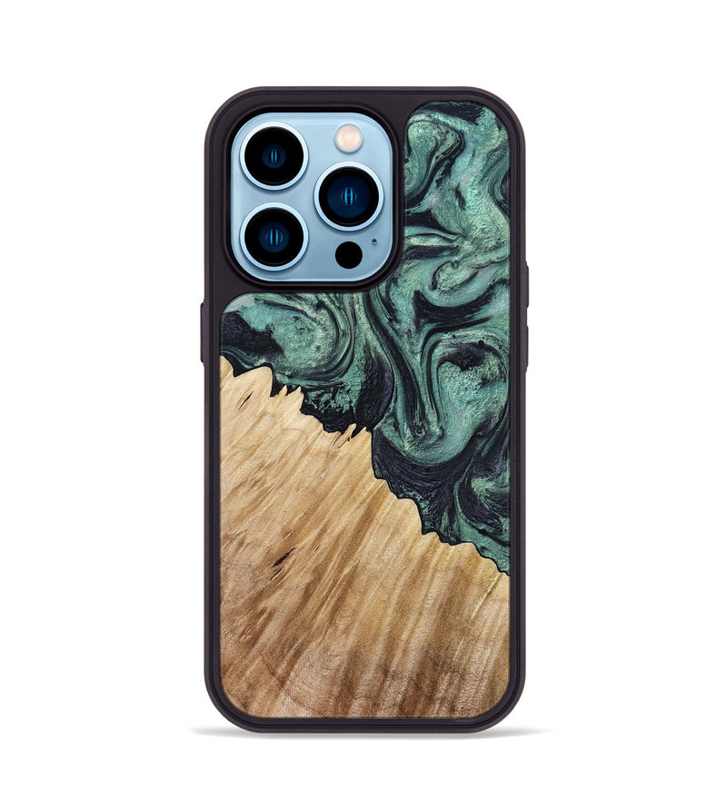 iPhone 14 Pro Wood Phone Case - Dee (Green, 799404)