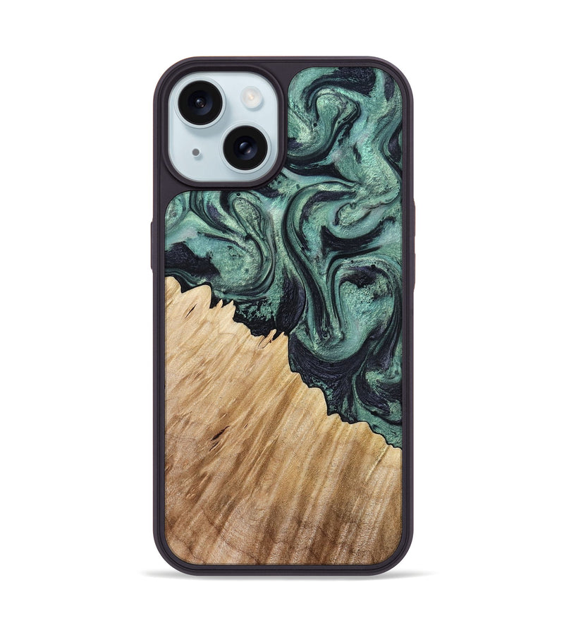 iPhone 15 Wood Phone Case - Dee (Green, 799404)