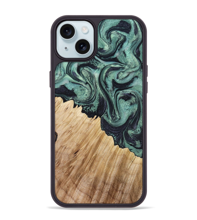 iPhone 15 Plus Wood Phone Case - Dee (Green, 799404)