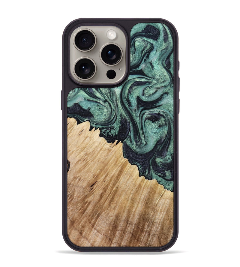 iPhone 15 Pro Max Wood Phone Case - Dee (Green, 799404)