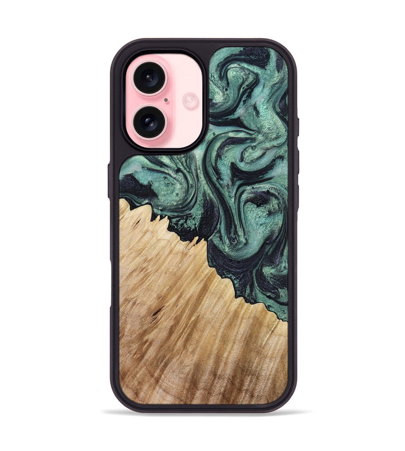 iPhone 16 Wood Phone Case - Dee (Green, 799404)