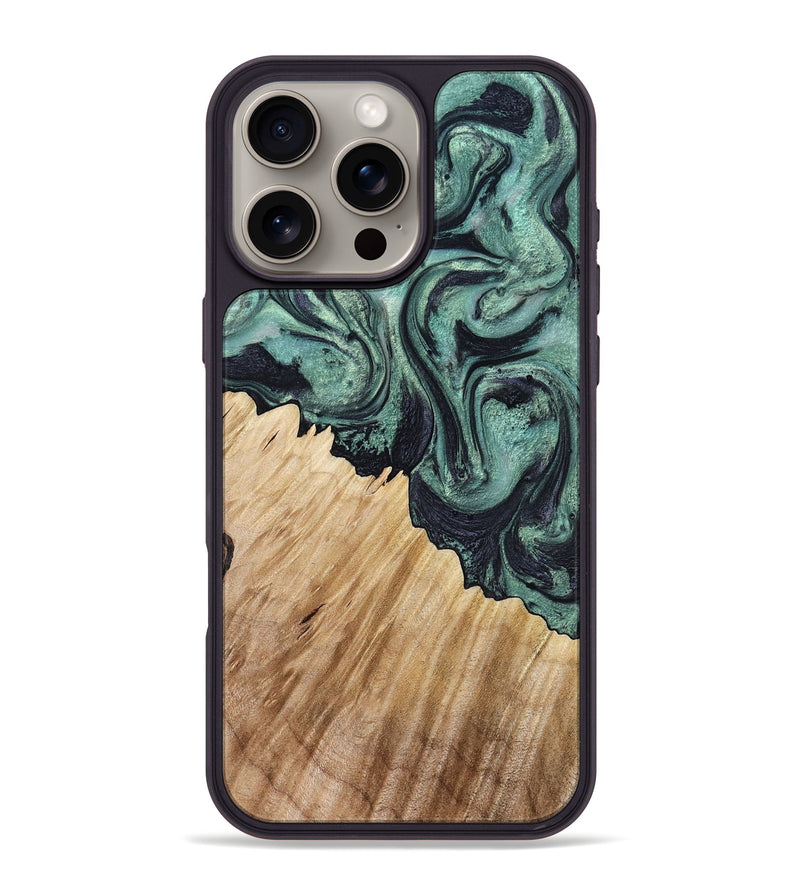 iPhone 16 Pro Max Wood Phone Case - Dee (Green, 799404)