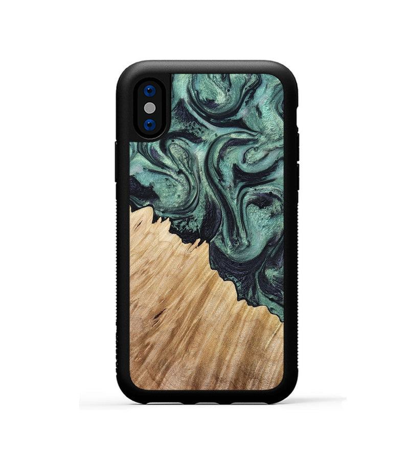 iPhone Xs Wood Phone Case - Dee (Green, 799404)