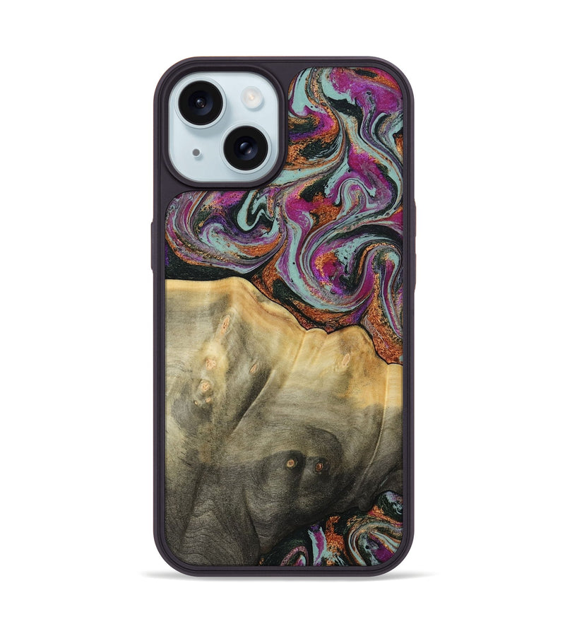 iPhone 15 Wood Phone Case - Matheo (Green, 799407)