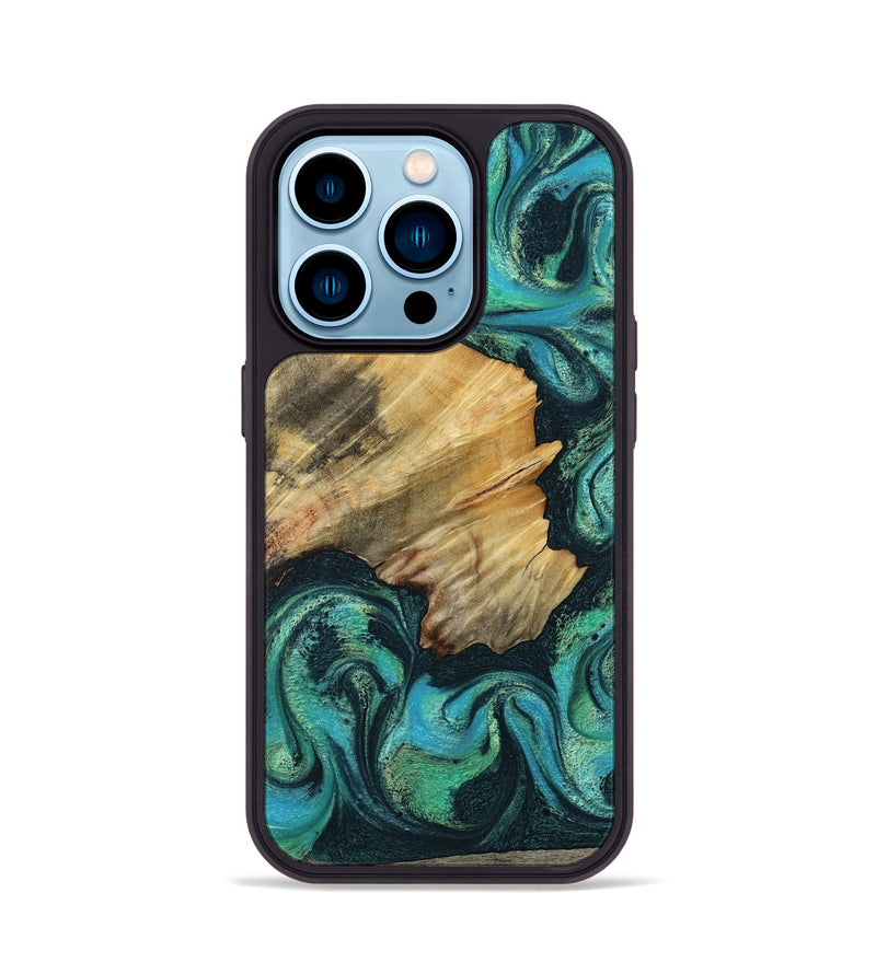 iPhone 14 Pro Wood Phone Case - Dara (Green, 799412)