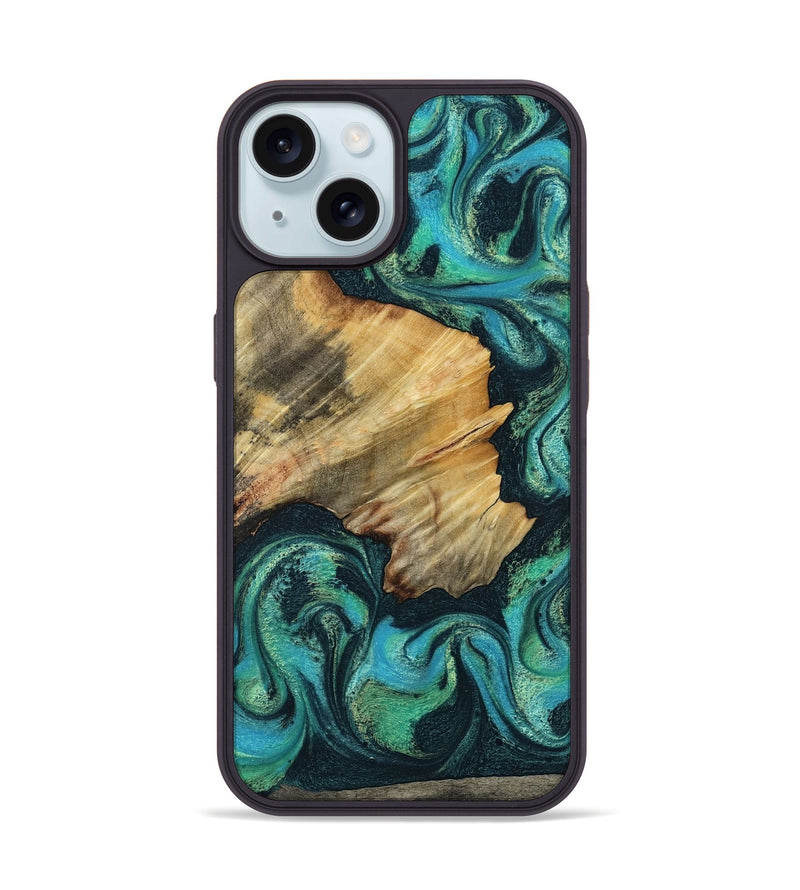 iPhone 15 Wood Phone Case - Dara (Green, 799412)