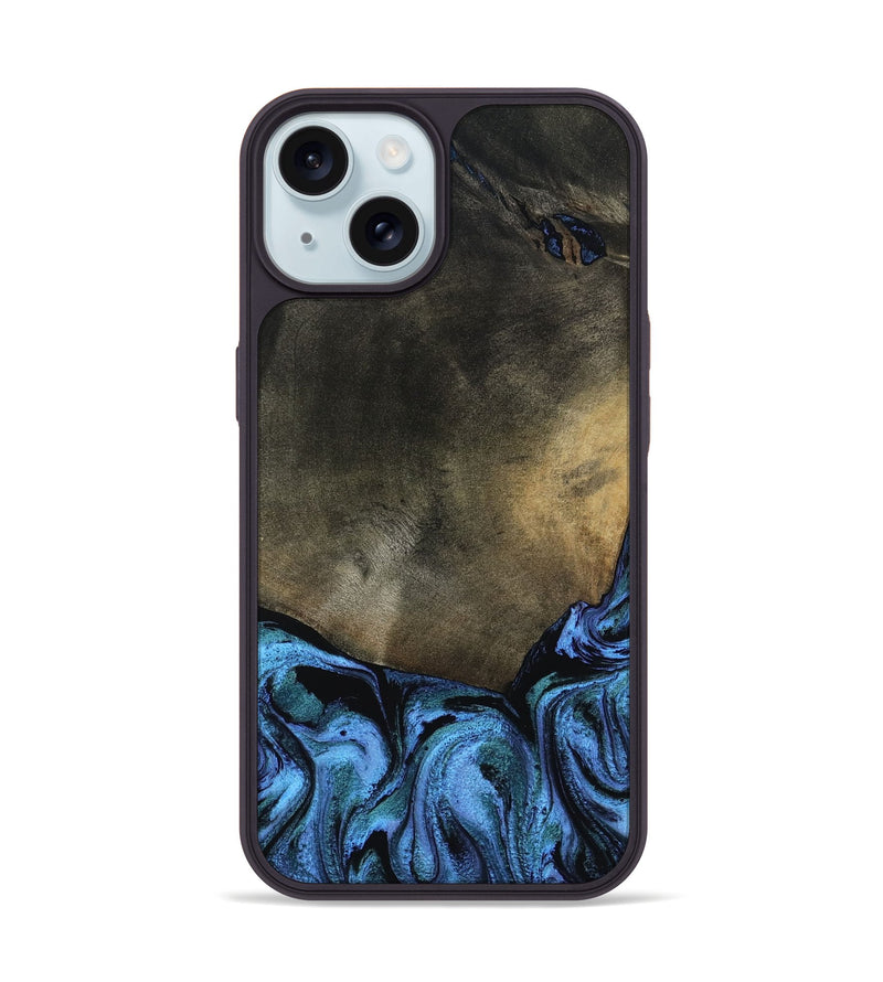 iPhone 15 Wood Phone Case - Gunner (Blue, 799427)