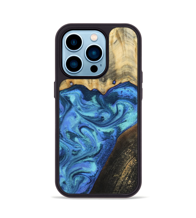 iPhone 14 Pro Wood Phone Case - Brenton (Blue, 799428)