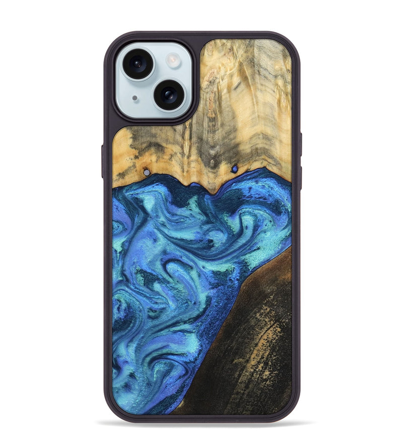 iPhone 15 Plus Wood Phone Case - Brenton (Blue, 799428)