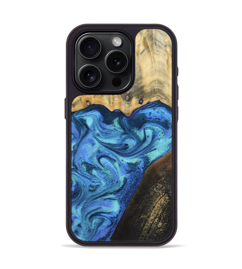 iPhone 15 Pro Wood Phone Case - Brenton (Blue, 799428)