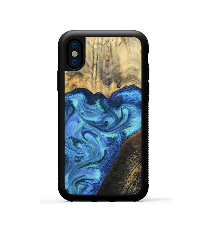 iPhone Xs Wood Phone Case - Brenton (Blue, 799428)