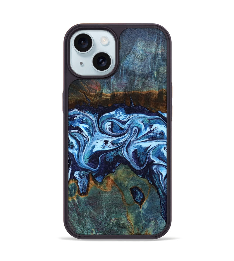 iPhone 15 Wood Phone Case - Dawna (Blue, 799431)