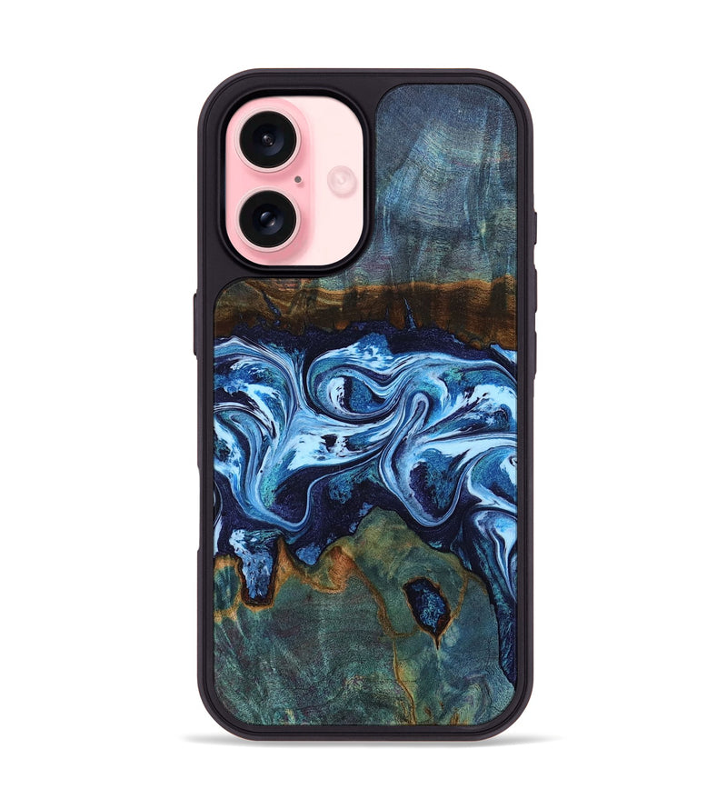 iPhone 16 Wood Phone Case - Dawna (Blue, 799431)