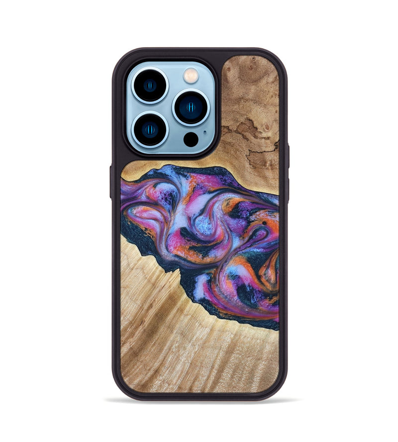 iPhone 14 Pro Wood Phone Case - Lina (Blue, 799432)