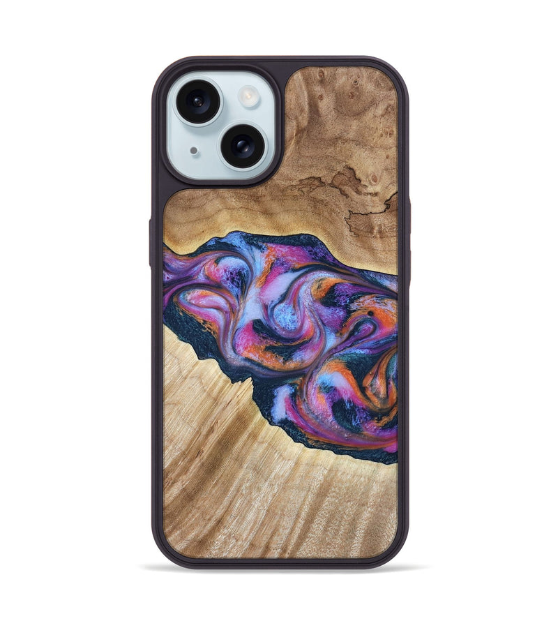 iPhone 15 Wood Phone Case - Lina (Blue, 799432)