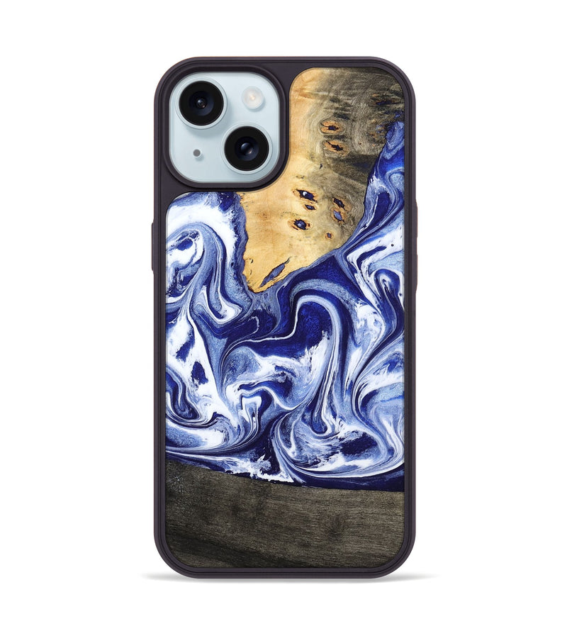 iPhone 15 Wood Phone Case - Boaz (Blue, 799433)