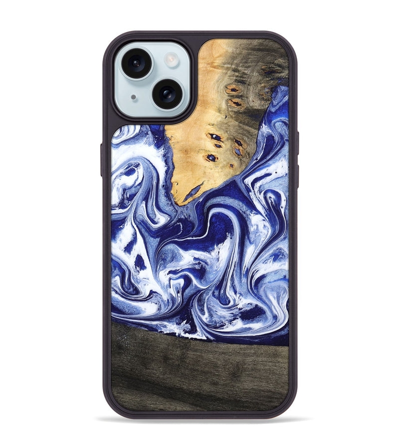 iPhone 15 Plus Wood Phone Case - Boaz (Blue, 799433)