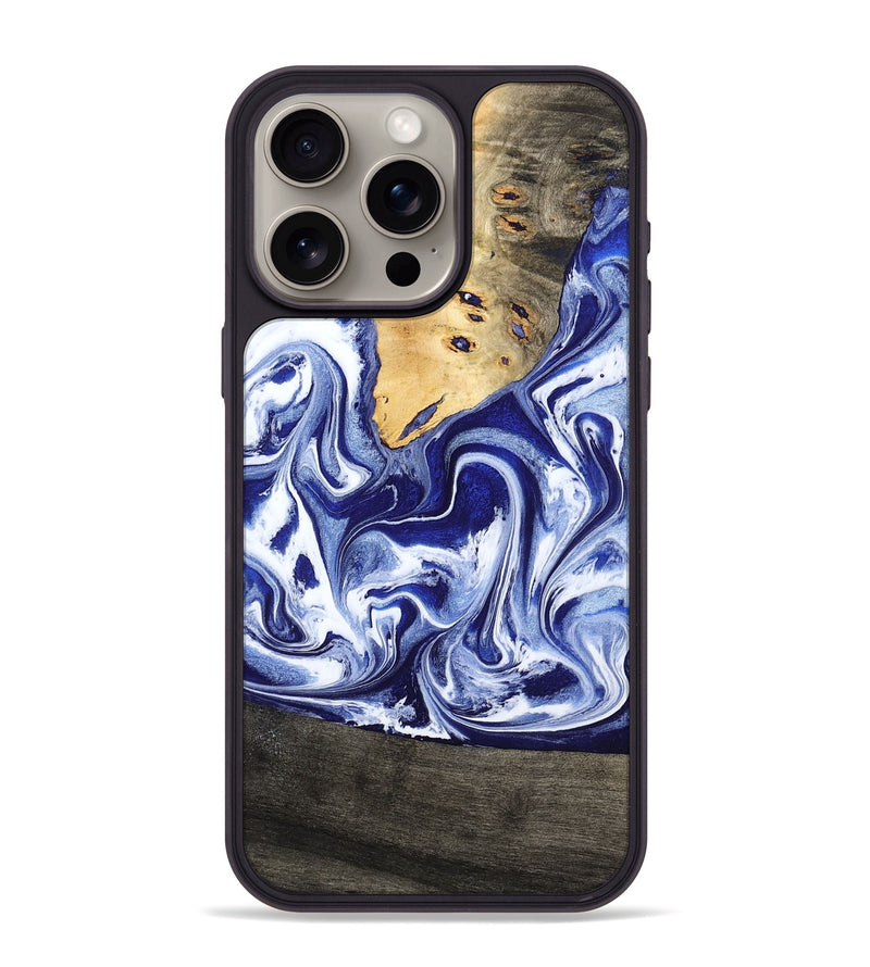 iPhone 15 Pro Max Wood Phone Case - Boaz (Blue, 799433)