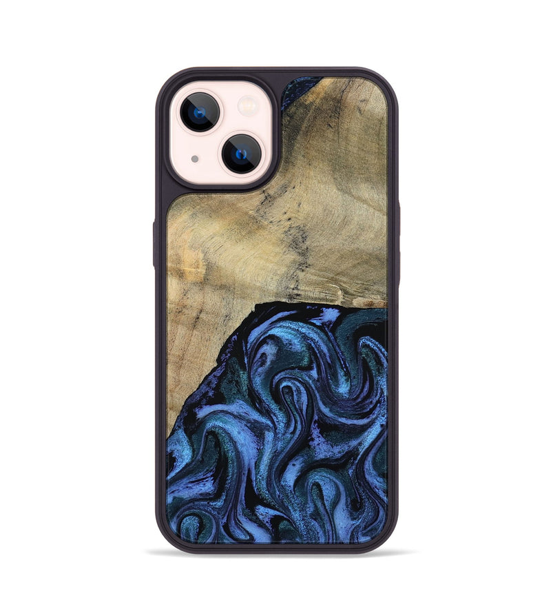 iPhone 14 Wood Phone Case - Mandie (Blue, 799437)