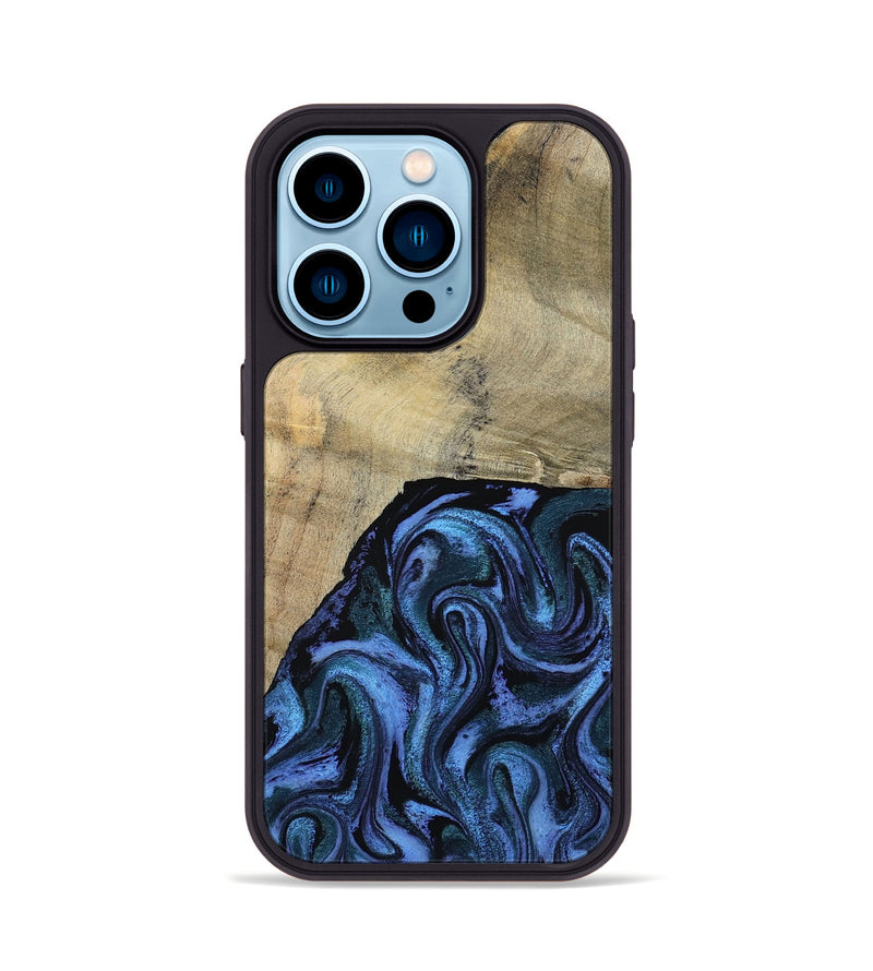 iPhone 14 Pro Wood Phone Case - Mandie (Blue, 799437)