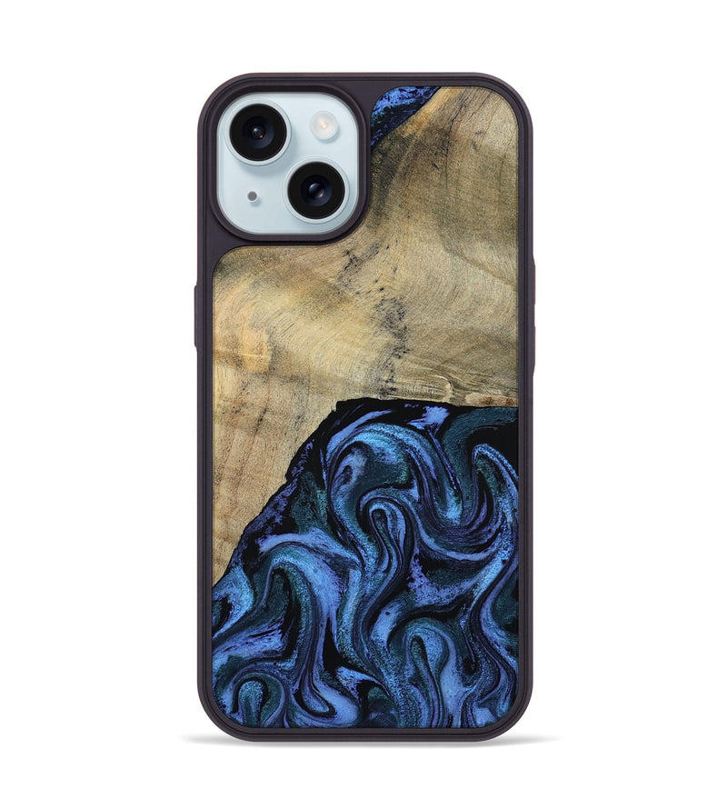 iPhone 15 Wood Phone Case - Mandie (Blue, 799437)