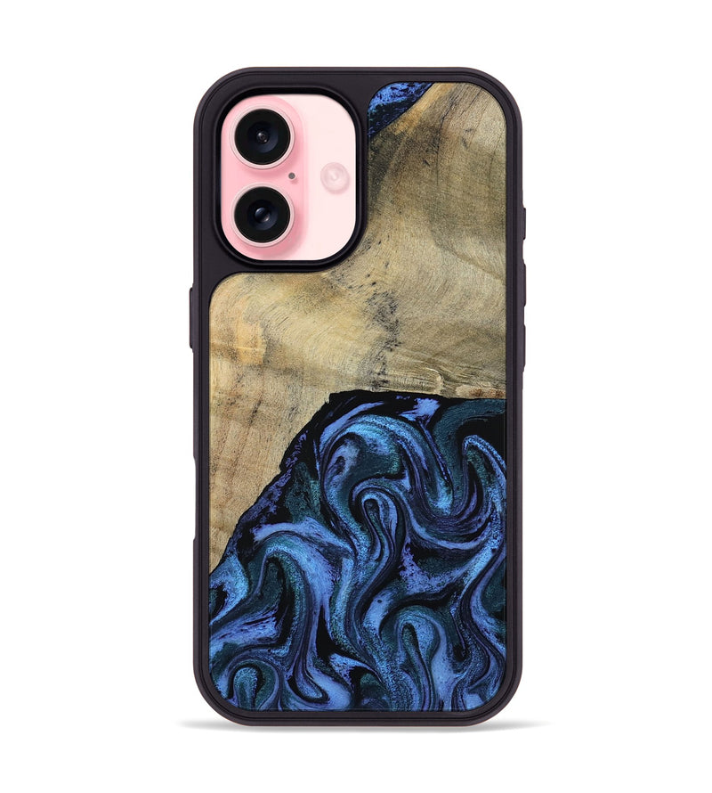 iPhone 16 Wood Phone Case - Mandie (Blue, 799437)