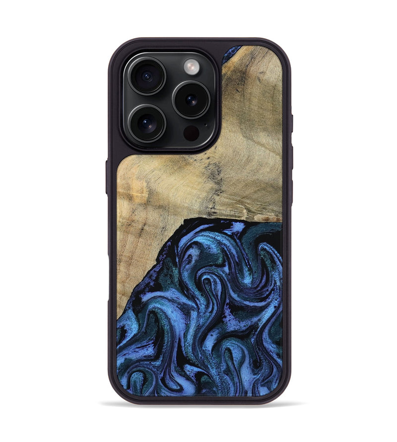 iPhone 16 Pro Wood Phone Case - Mandie (Blue, 799437)