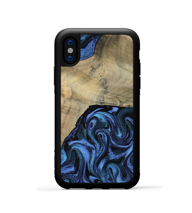 iPhone Xs Wood Phone Case - Mandie (Blue, 799437)