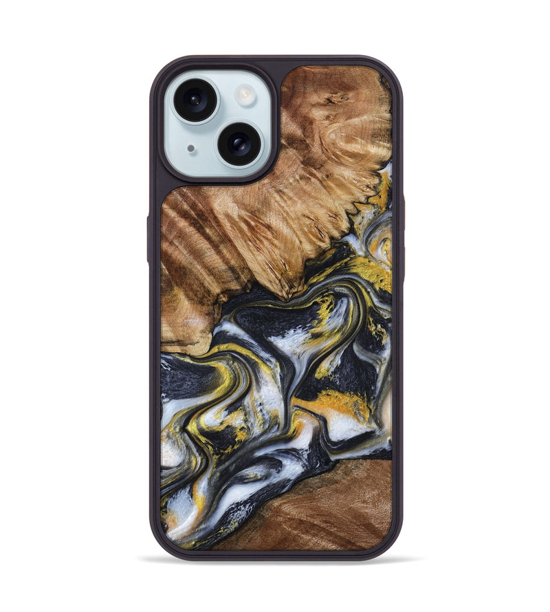 iPhone 15 Wood Phone Case - Daniela (Black & White, 799500)