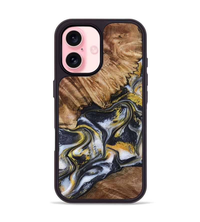 iPhone 16 Wood Phone Case - Daniela (Black & White, 799500)