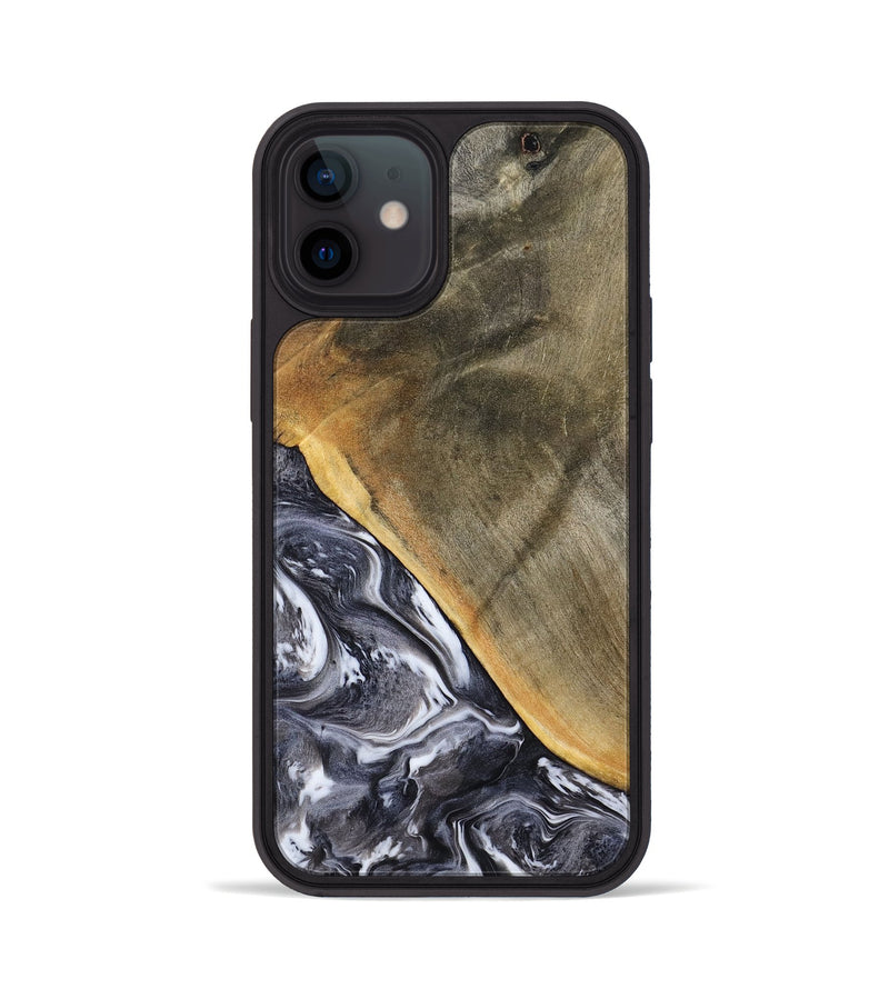 iPhone 12 Wood Phone Case - Telly (Black & White, 799502)