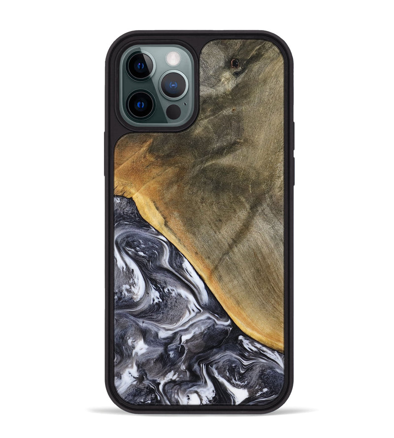 iPhone 12 Pro Max Wood Phone Case - Telly (Black & White, 799502)