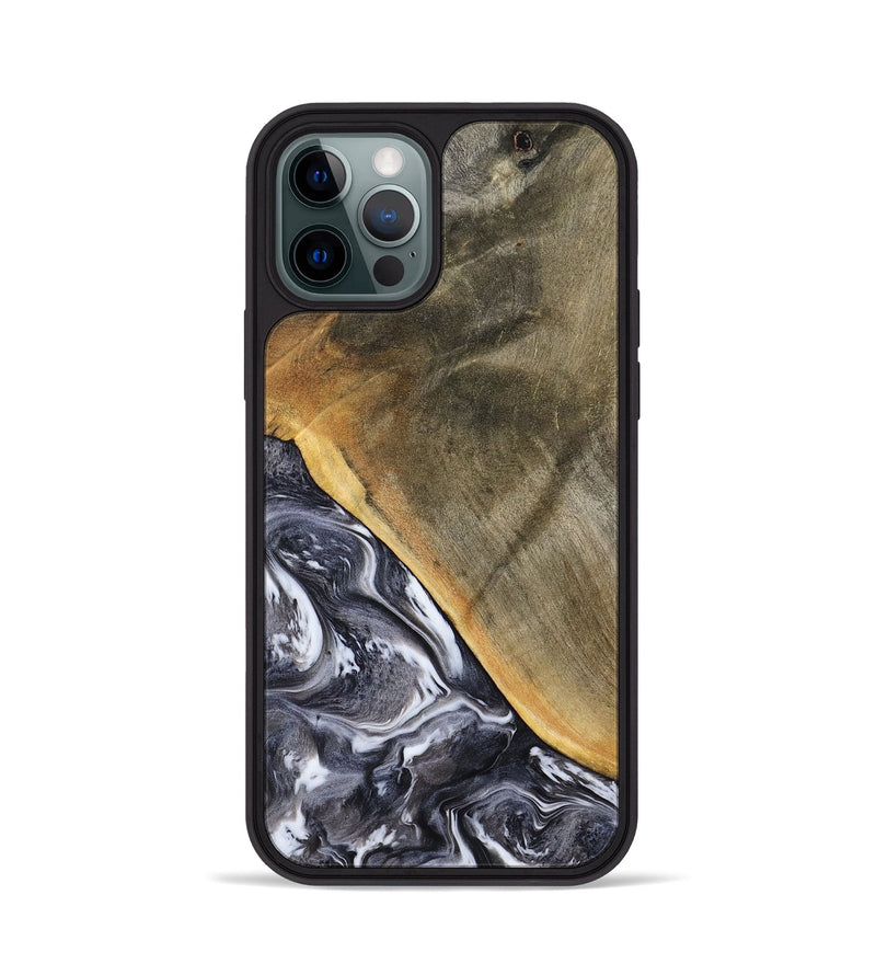 iPhone 12 Pro Wood Phone Case - Telly (Black & White, 799502)