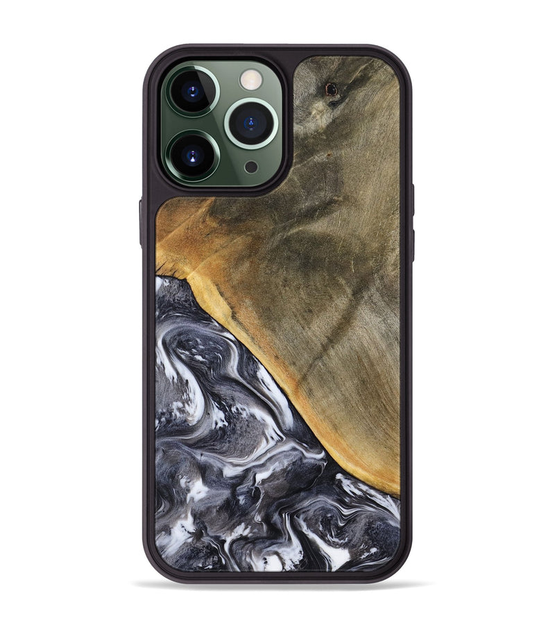 iPhone 13 Pro Max Wood Phone Case - Telly (Black & White, 799502)