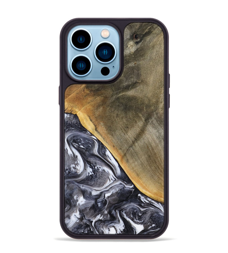 iPhone 14 Pro Max Wood Phone Case - Telly (Black & White, 799502)