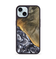 iPhone 15 Wood Phone Case - Telly (Black & White, 799502)