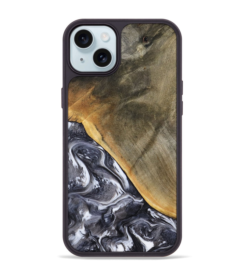 iPhone 15 Plus Wood Phone Case - Telly (Black & White, 799502)