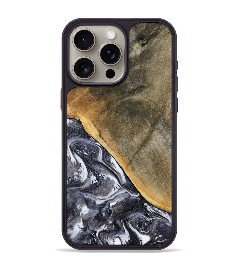 iPhone 15 Pro Max Wood Phone Case - Telly (Black & White, 799502)