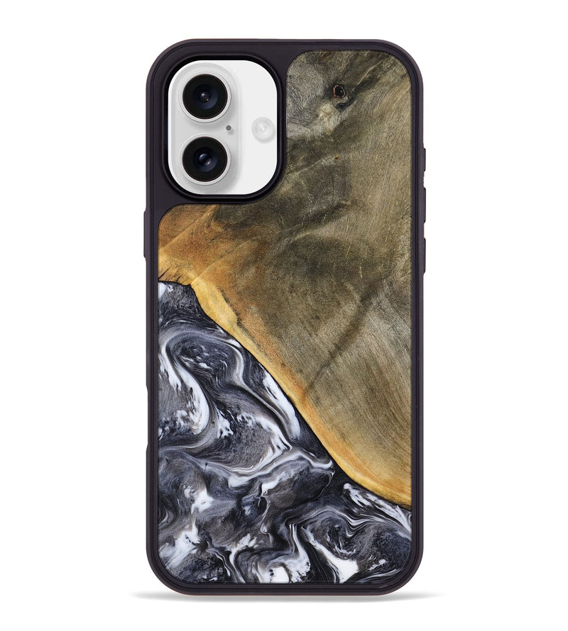 iPhone 16 Plus Wood Phone Case - Telly (Black & White, 799502)