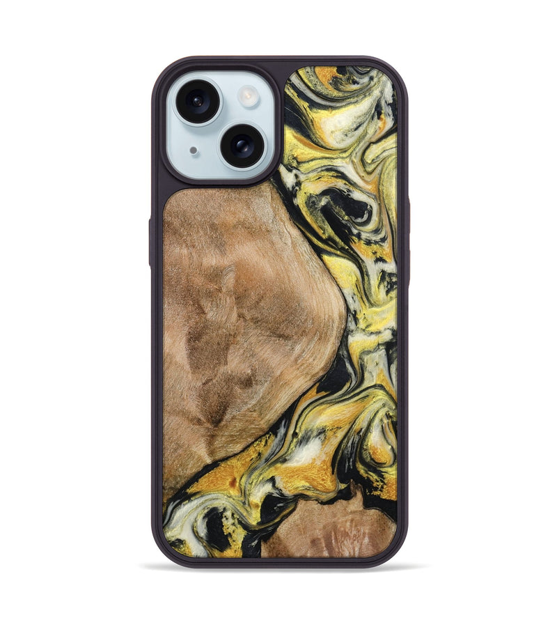 iPhone 15 Wood Phone Case - Fiona (Black & White, 799503)