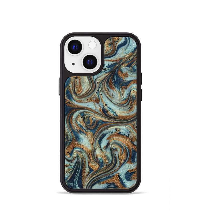 iPhone 13 mini ResinArt Phone Case - Otis (Teal & Gold, 799520)