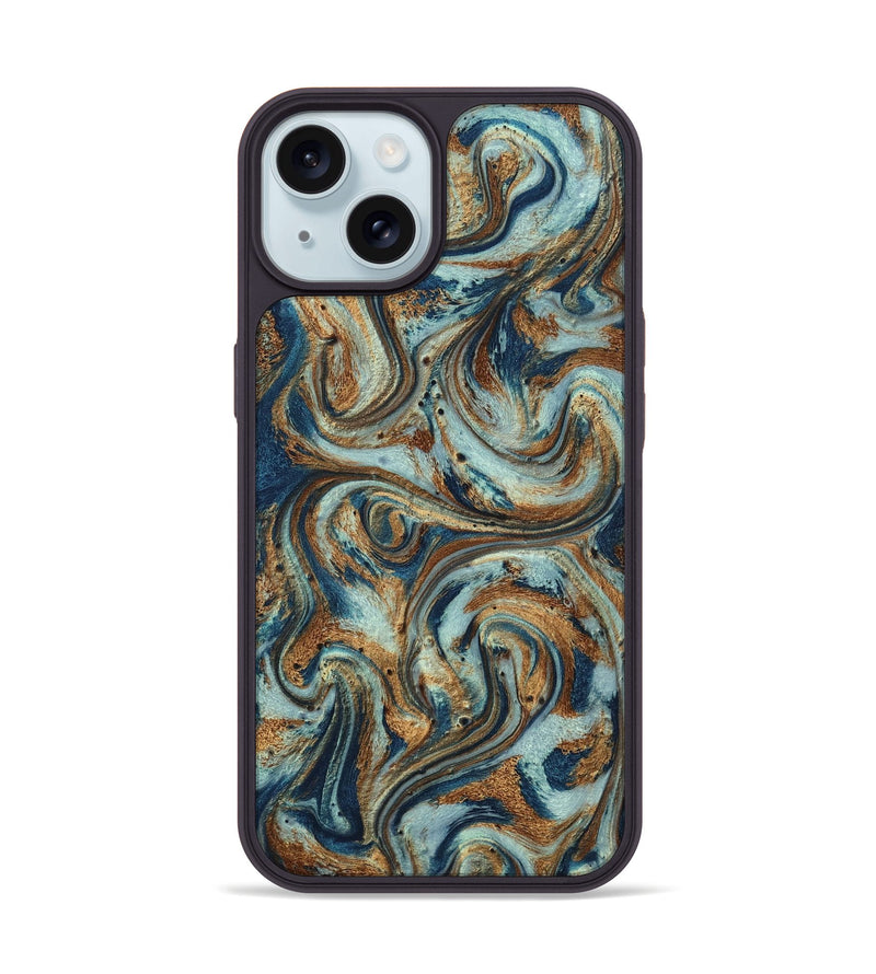 iPhone 15 ResinArt Phone Case - Otis (Teal & Gold, 799520)