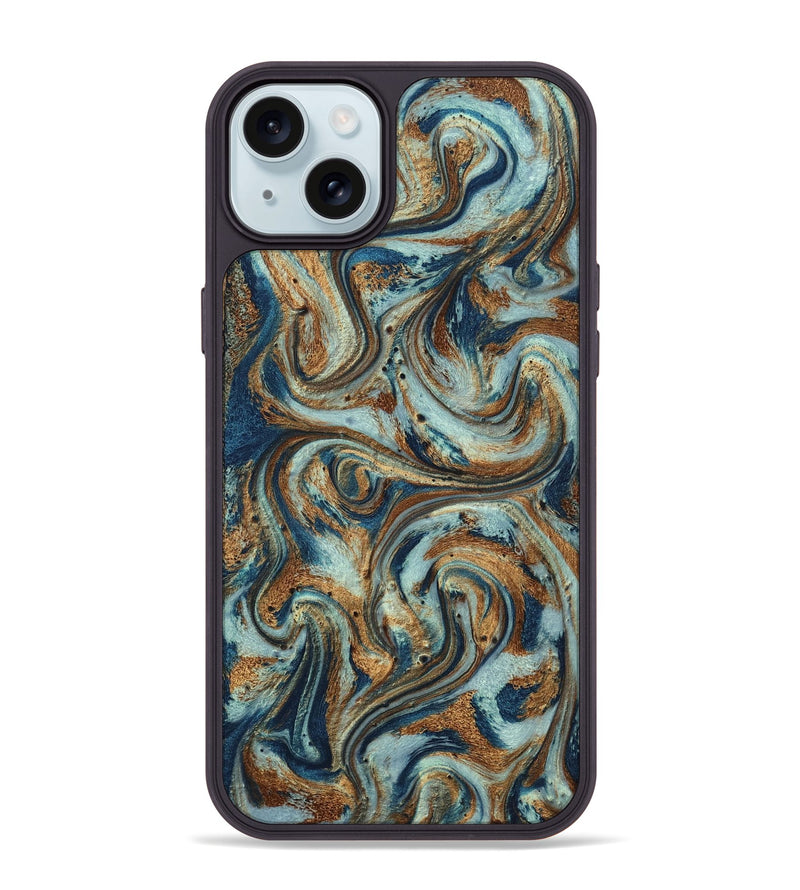 iPhone 15 Plus ResinArt Phone Case - Otis (Teal & Gold, 799520)