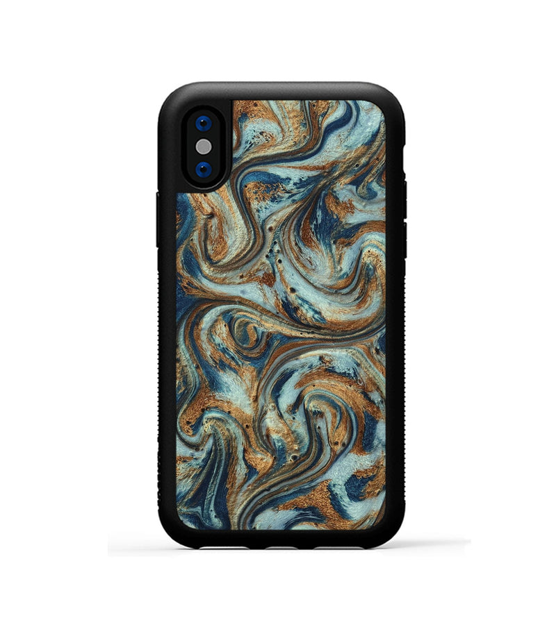iPhone Xs ResinArt Phone Case - Otis (Teal & Gold, 799520)