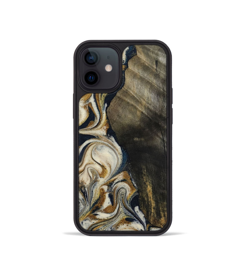 iPhone 12 mini Wood Phone Case - Errol (Teal & Gold, 799521)