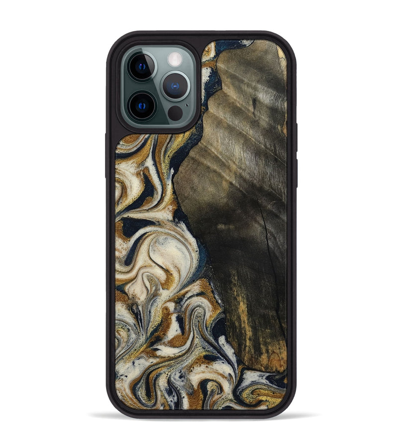iPhone 12 Pro Max Wood Phone Case - Errol (Teal & Gold, 799521)