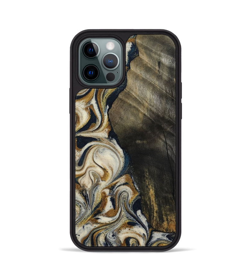iPhone 12 Pro Wood Phone Case - Errol (Teal & Gold, 799521)