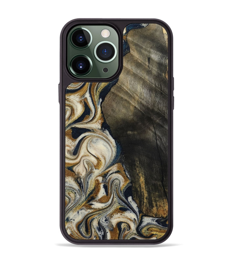 iPhone 13 Pro Max Wood Phone Case - Errol (Teal & Gold, 799521)