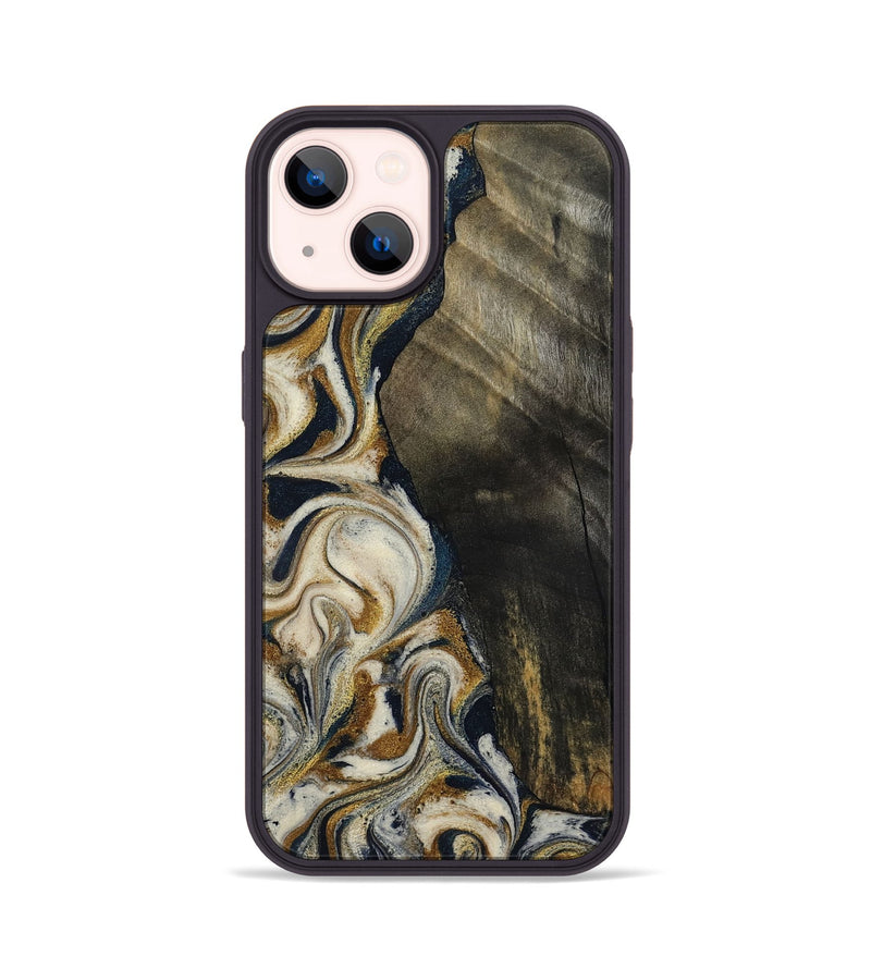 iPhone 14 Wood Phone Case - Errol (Teal & Gold, 799521)