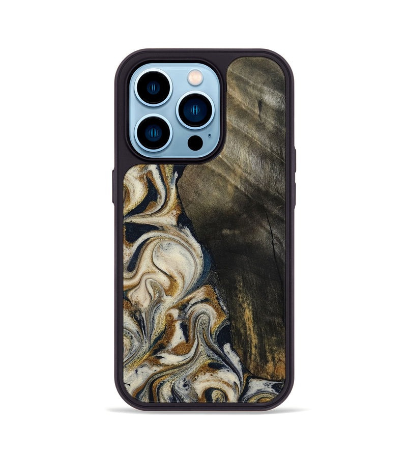 iPhone 14 Pro Wood Phone Case - Errol (Teal & Gold, 799521)